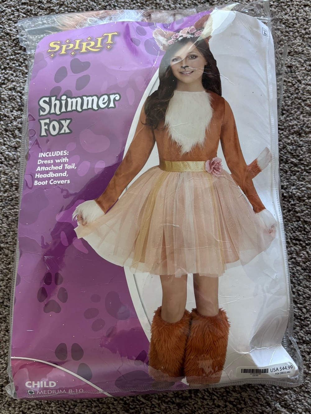 Spirit Shimmer Fox Kids Costume - Orange, Cream, Gold